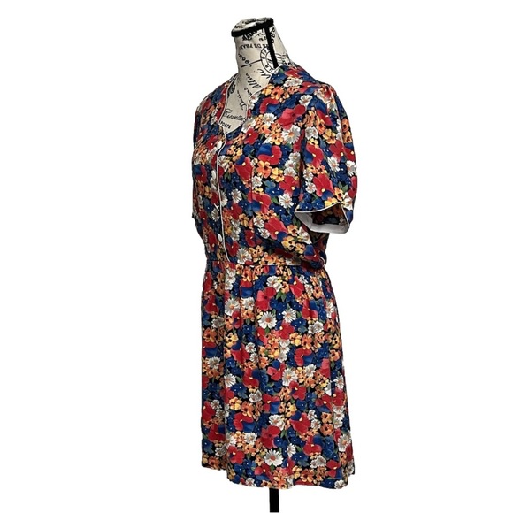 Vtg 80s Signe Incognito Floral Midi Dress 90s Retro Pinup Rockabilly Cottegecore - Picture 2 of 8